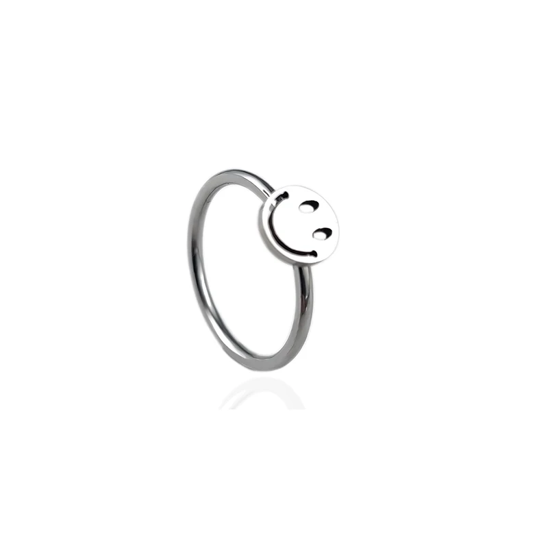 Japanese and Korean version of the smiling face ring female simple sweet and cute creative thin tail ring