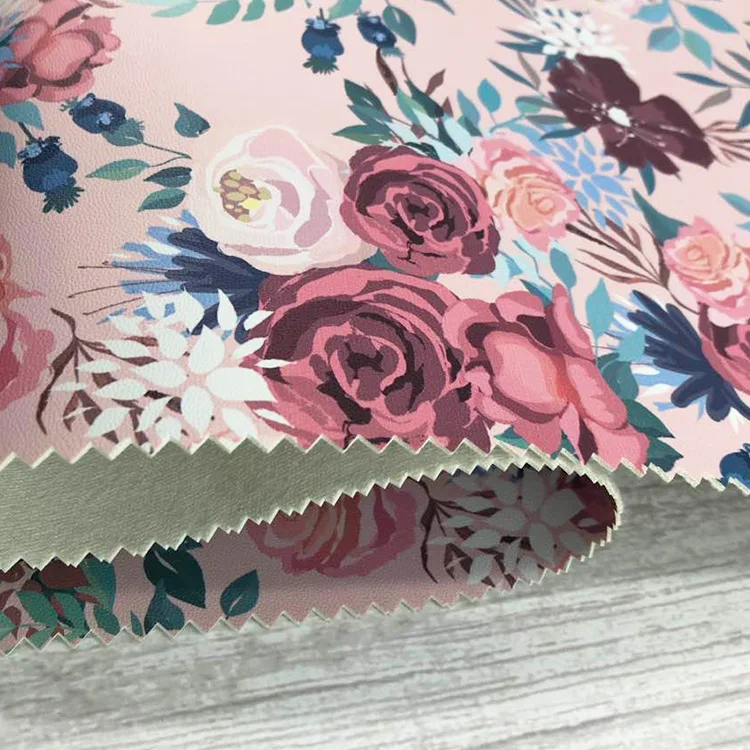 Printed Faux Synthetic Leather Printed Vinyl China Leather For Bags Shoes Crafts Material