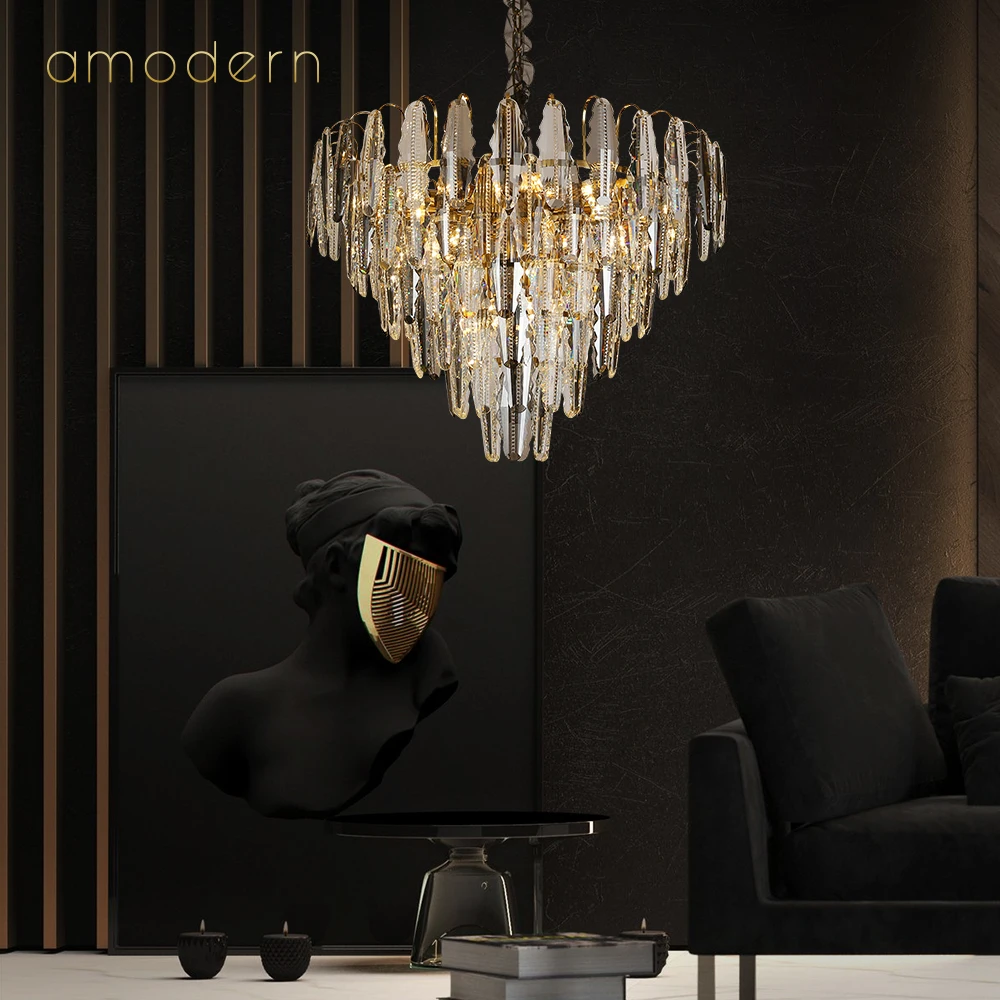 Well quality hot sale products ceiling  lampshade modern luxury crystal living room led chandelier lighting