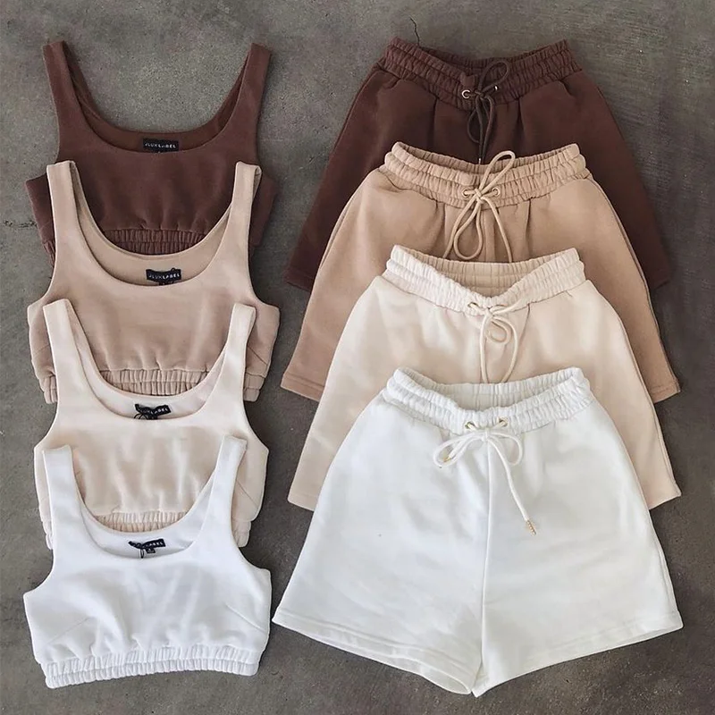 
Outfit Two Pieces Short Pants Set Women Sweatpant Set Designer Joggers 2 Piece Short Set Women yoga crop tops Sports bra 