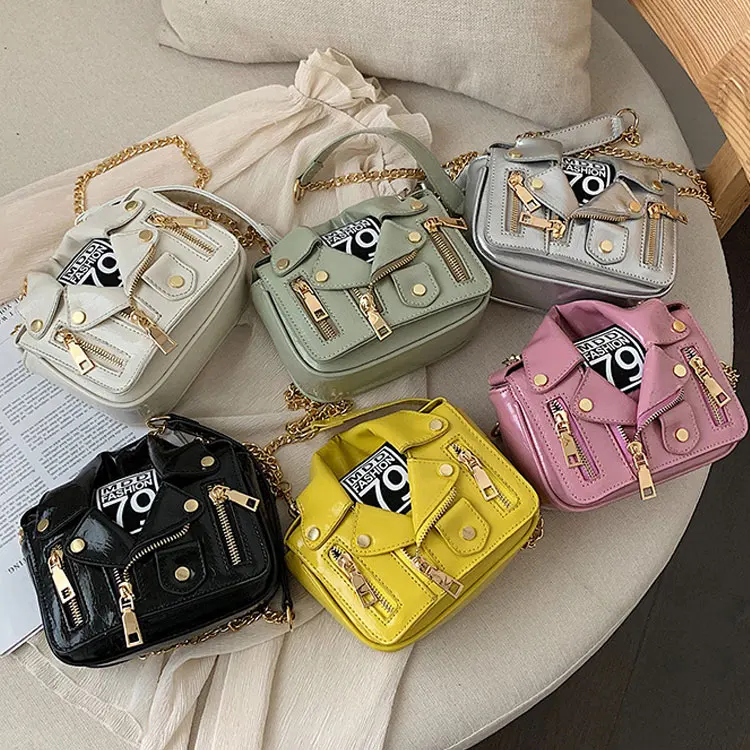 Wholesale Personalized Laser Punk Style Rivet Jacket Shape Handbags Womens Hot Crossbody Bags