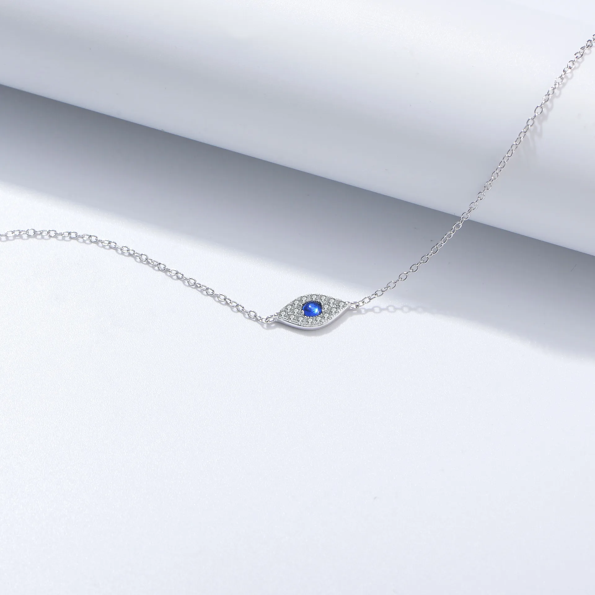 Wholesale Body Jewelry 925 Sterling Silver Cubic Zirconia Blue Eye Anklet Bracelet Blue Zircon Pendant Thin Ankets