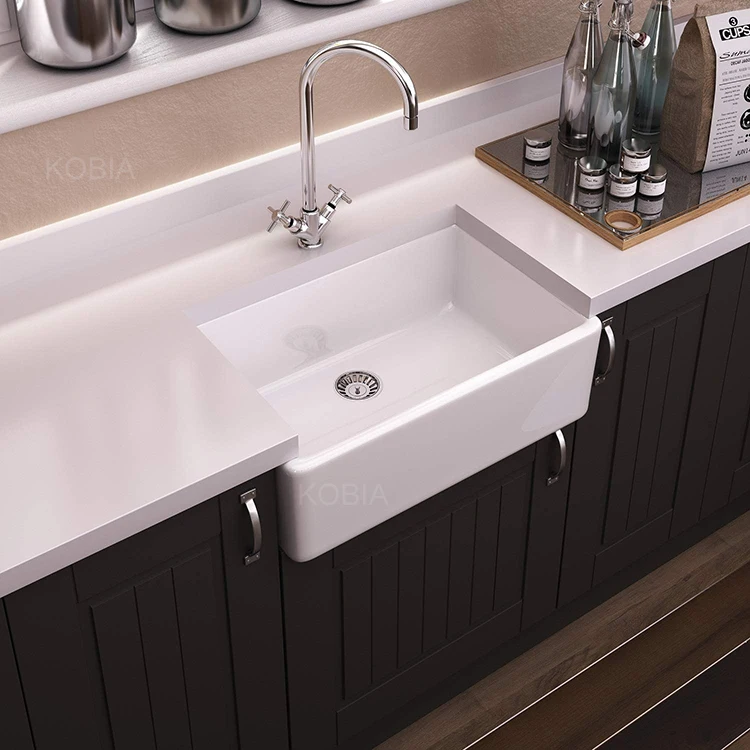 American cUPC Standard Fire Clay Gourmet Sink Reversible 1.0 Bowl White Butler Belfast Kitchen Sink