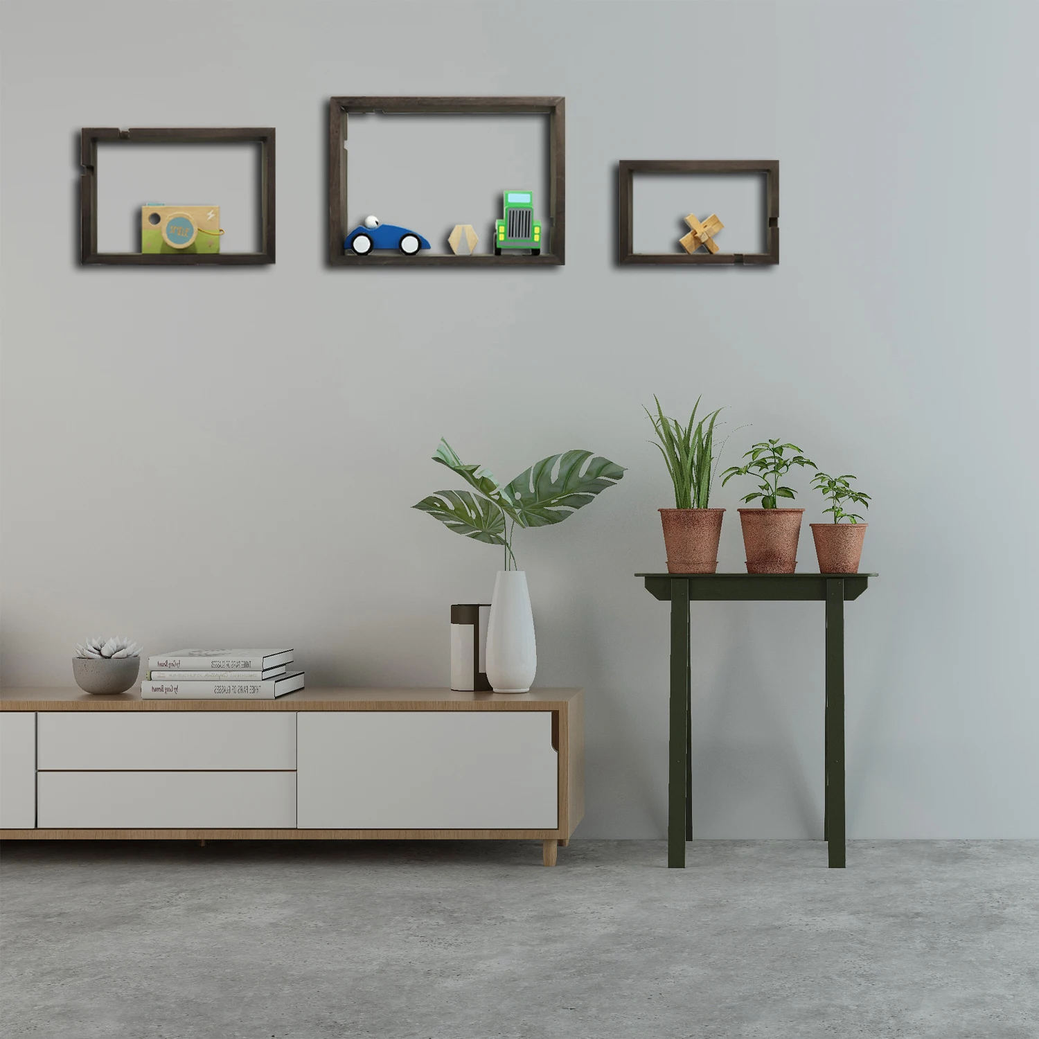 FSC&BSCI Wall Mount Shelf Set of 3,wooden Floating Cube Shelves for Space Discovery Home and Commercial Use, Large Size Shelves