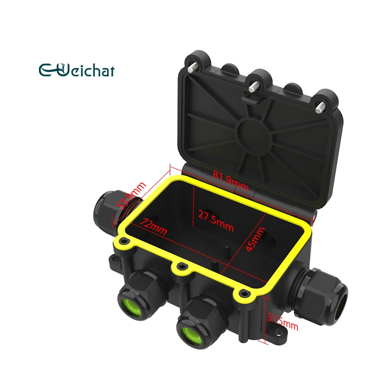 E-Weichat Outdoor Corrosion Resistant Black Wire Terminal Block 5 Way Explosion Proof IP68 Cable Wiring Waterproof Box