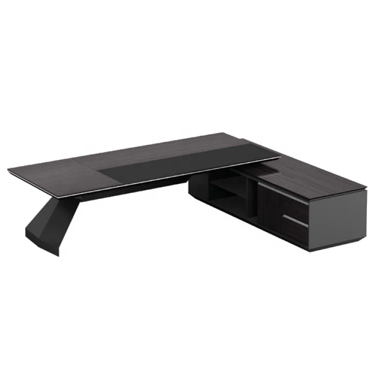 Glass L-shape Executive Modern Office Desk Furniture