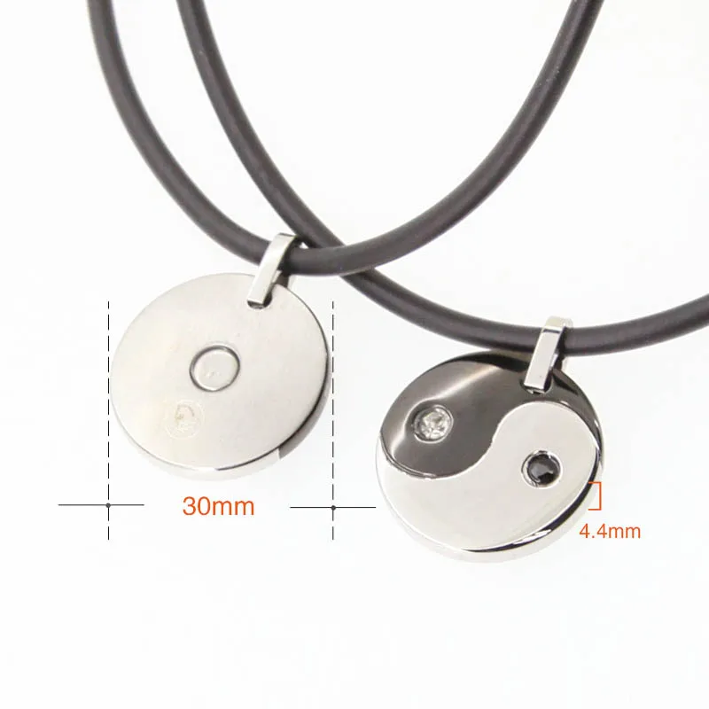 Cute necklace yin yang magnetic Anion Far infrared stainless steel locket pendant