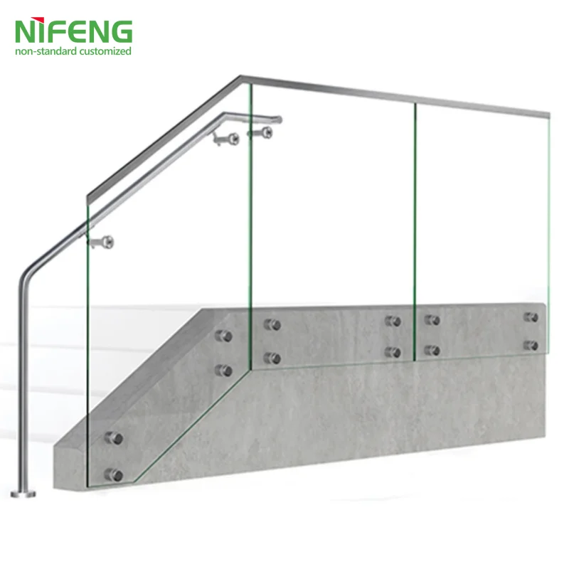 Outdoor Stainless Steel Frameless Glass Railing Balustrade Custom Glass Railings For Stairs And Decks