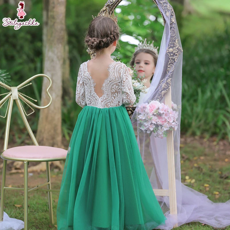Tiktok Wholesale Lace Birthday Wedding Princess Party Little Kids Dresses For Girls