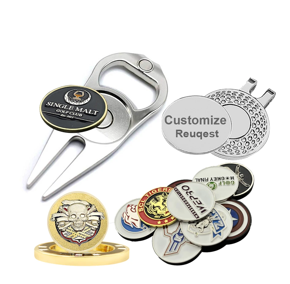 45mm metal poker chip golf coin with both side custom logo
