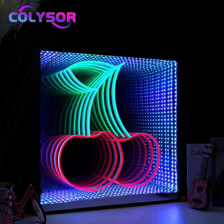 COLYSOR New Design Acrylic Atmosphere Cherry Wall Lamp Decorative Led Infinity Neon Mirror Light