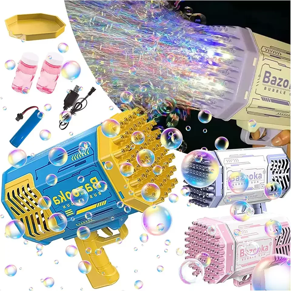 Factory Wholesale Summer All Types bazooka bubble machine Automatic Bubble Maker Gatling 60 holes bazooka bubble gun