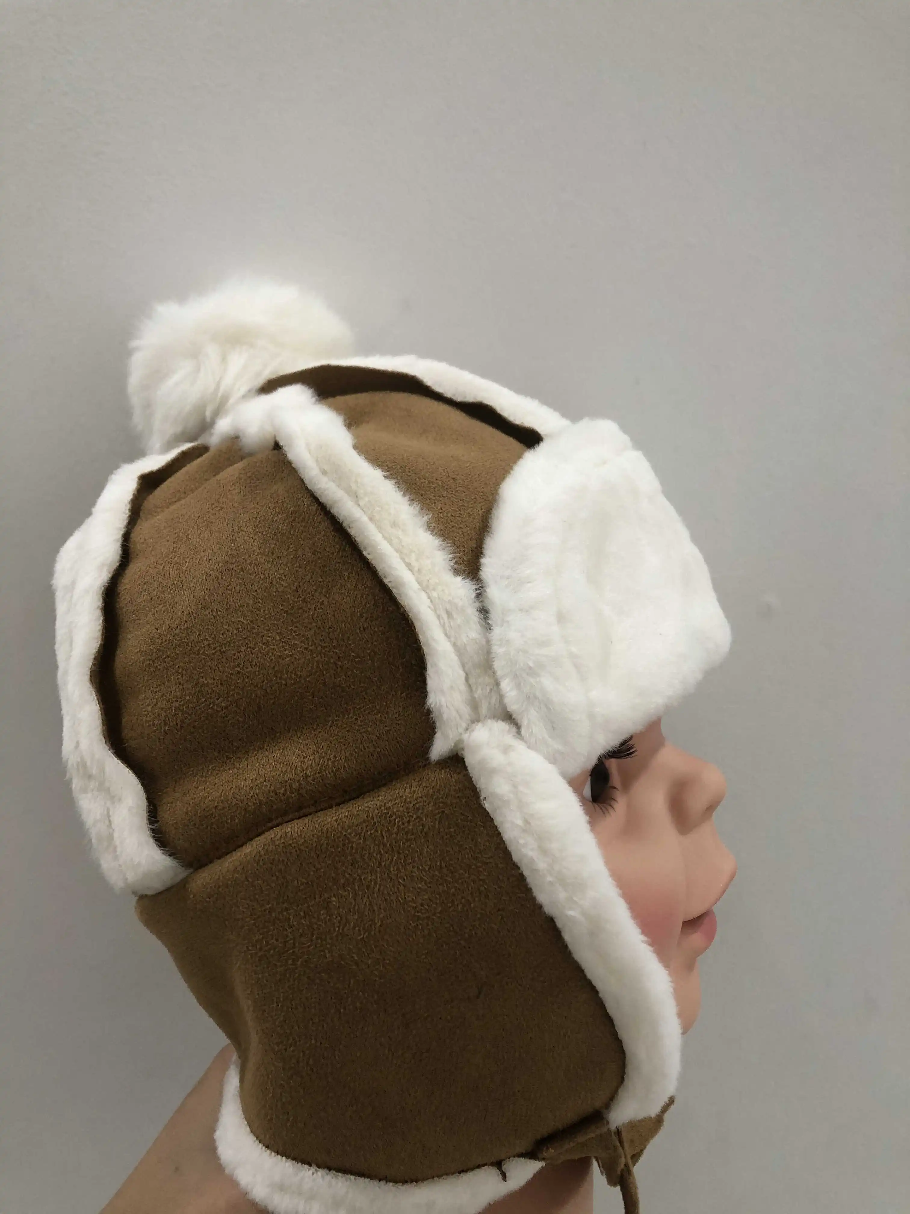 Fur Baby Hat Plush Lining Winter Hat with Earflap Skiing Windproof Baby Bonnet Infant Beanie Cap for Girls Boys Kids