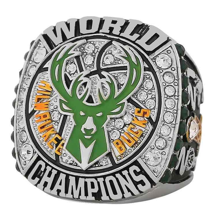 Custom Men Youth Sports Basketball Rings Display Gift 2021 Milwaukee Bucks Championship Ring