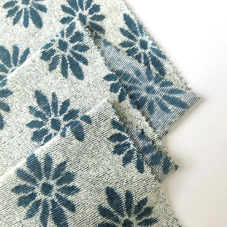 Soft jacquard terry fabric sports towel fabric CVC 80/20 knitted fabric for  bathrobe and blankets sports