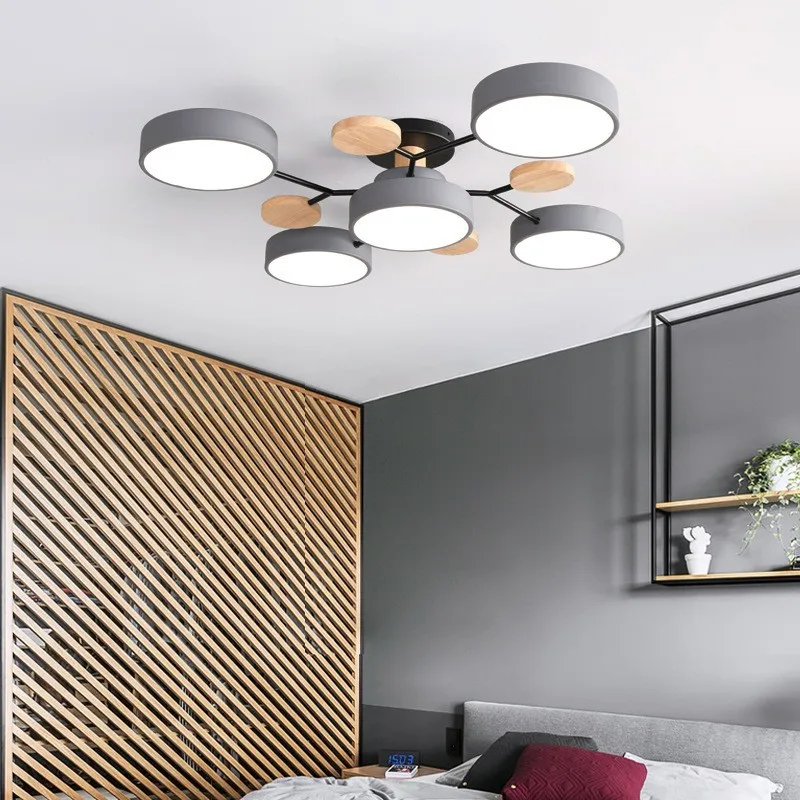Nordic Home ceiling lighting chandelier Macaron wood led ceiling light for living room hotel dinning room