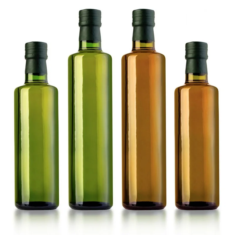 Manufacturer Supply empty 100ml 250ml 375ml 500ml 750ml dark green cylinder olive oil glass bottles with aluminum cap