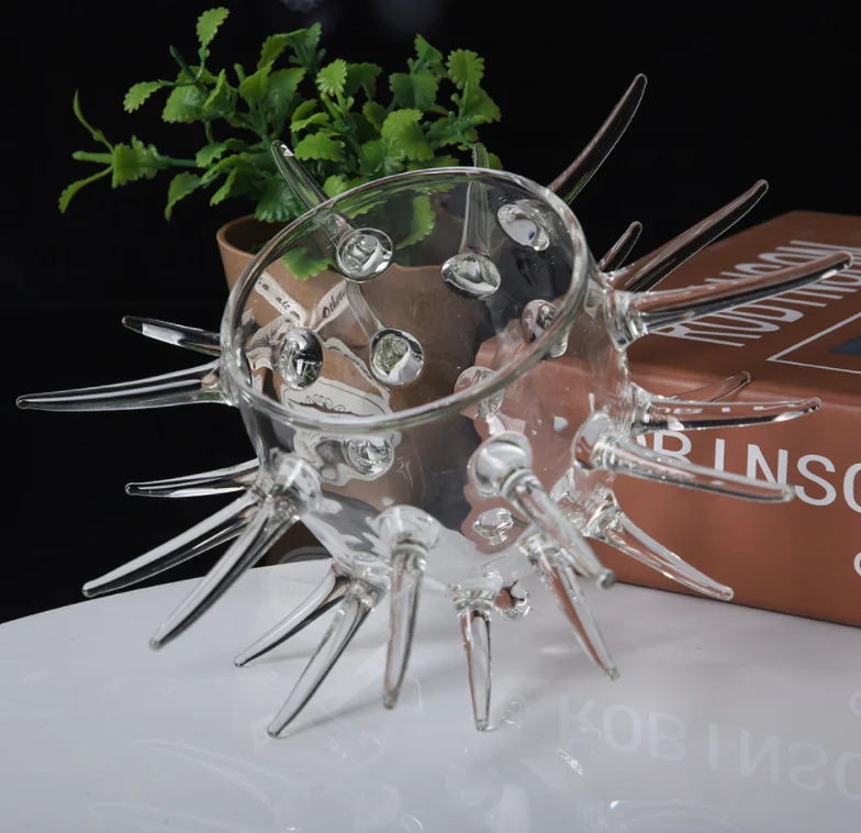2024 newest Custom irregular geometric glass terrarium 200ml Sea Urchin Bowl stemless wine cocktail glass cup for bar party