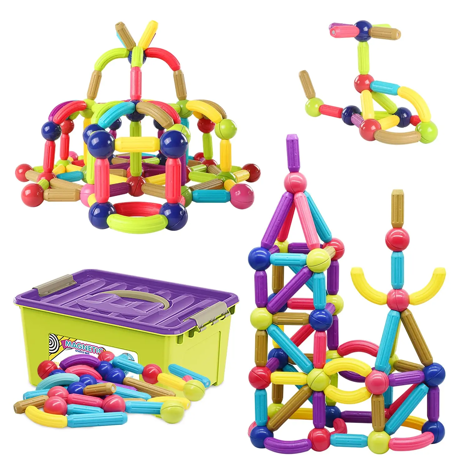 2023 DIY educational toys Vibrant Colors Different Sizes Curved Shapes Children Educational Stacking STEM Magnet Toys.