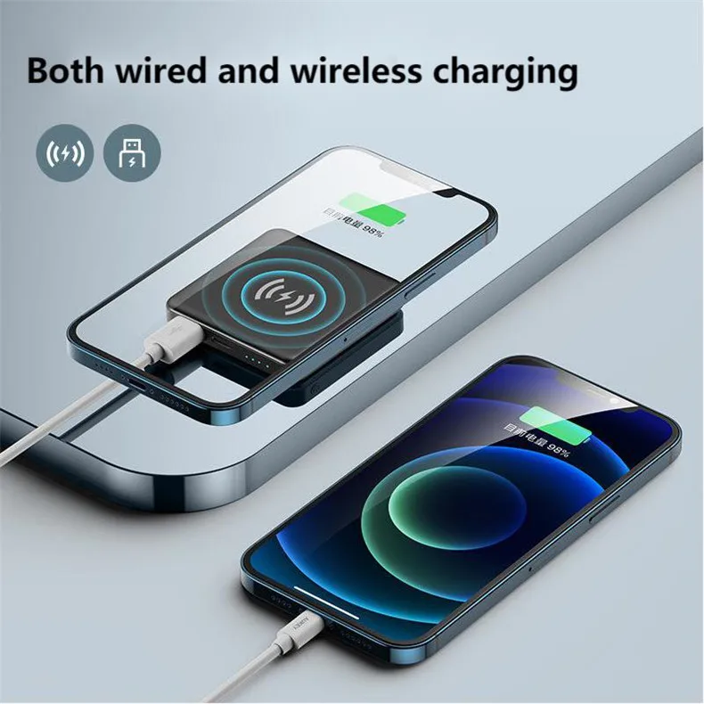 Магнитный Qi беспроводной портативный 5000 мАч аккумулятор Power Bank длятелефона 12 Дополнительный внешний зарядное