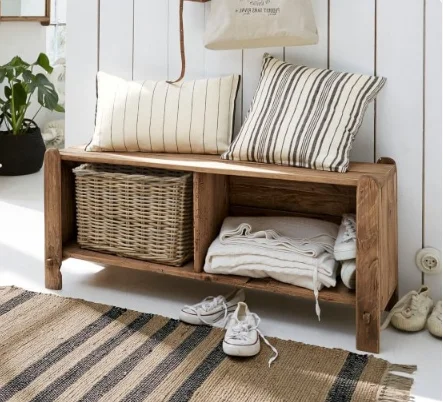 Double Layer design shoe cabinet household entryway wooden shoe rack bench