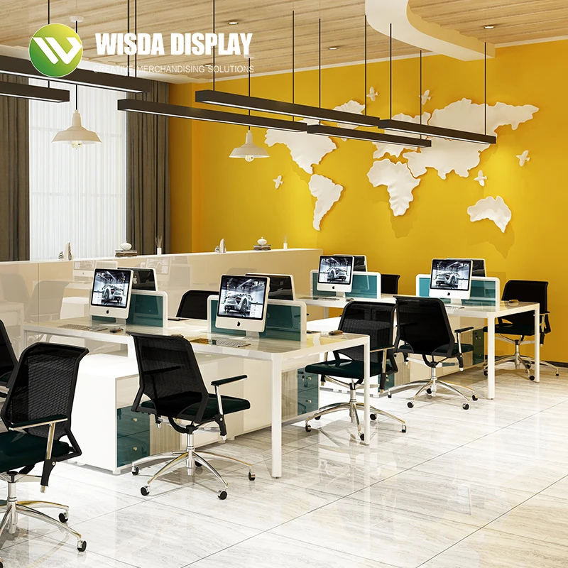 Wisda Office cubicle work station desk high quality 4 person workstation computer table Cabinet with huge capacity