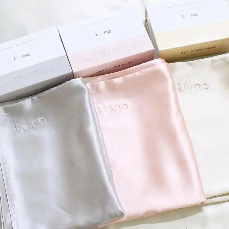 22 MM 100% Organic Mulberry Silk Pillowcase for Hair and Skin Silk Pillow Cases with Embroidery Logo in gift box