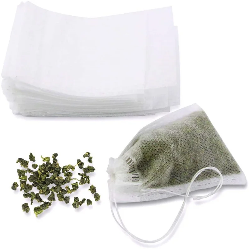Tea Filter Bags Disposable Coffee Infuser with Drawstring for Loose Leaf Tea Eco-friendly Non Woven Empty Tea Pouches 100pcs