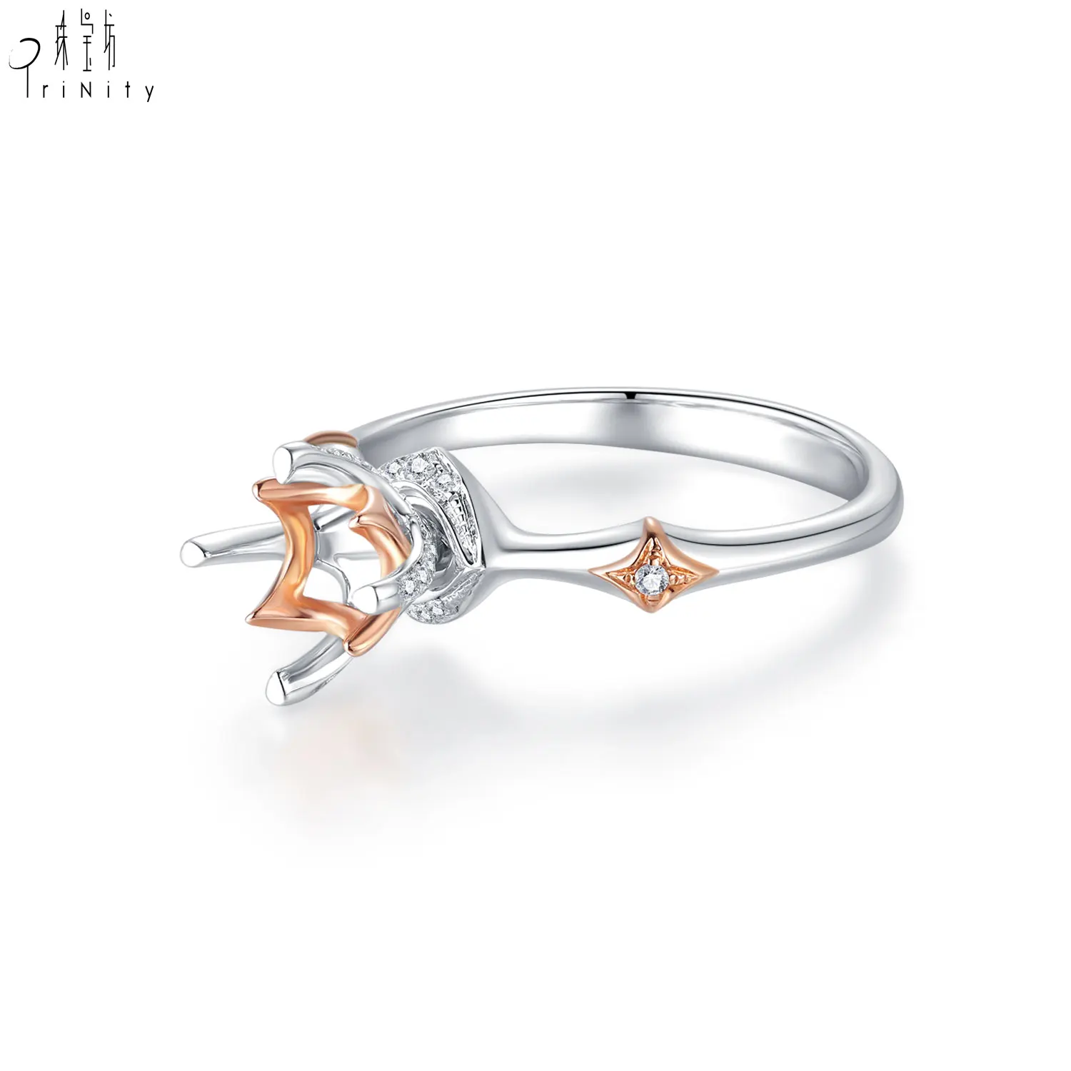 Hongkong Wholesale Custom Design Jewelry 18 Carat Yellow Gold Semi Mount Ring Without The Main Stone Engagement Ring For Women