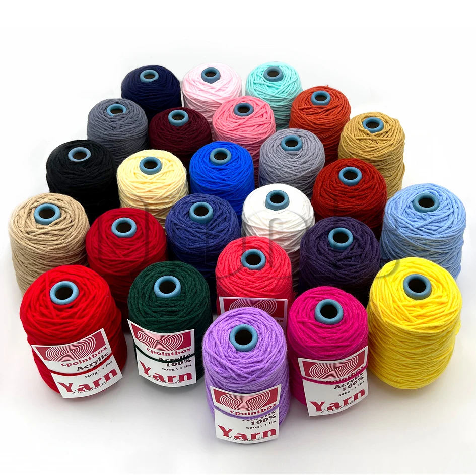 Wholesale 400g/600g/800g/1kg Yarn Cone 3mm 8ply Rugs And Carpet Tufting Acrylic Yarn For Tufting Gun