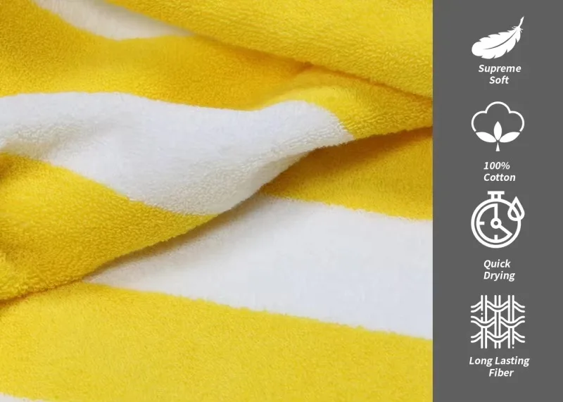 Custom Logo New Design Striped 100% Cotton Terry Absorbent Jacquard Beach Towel