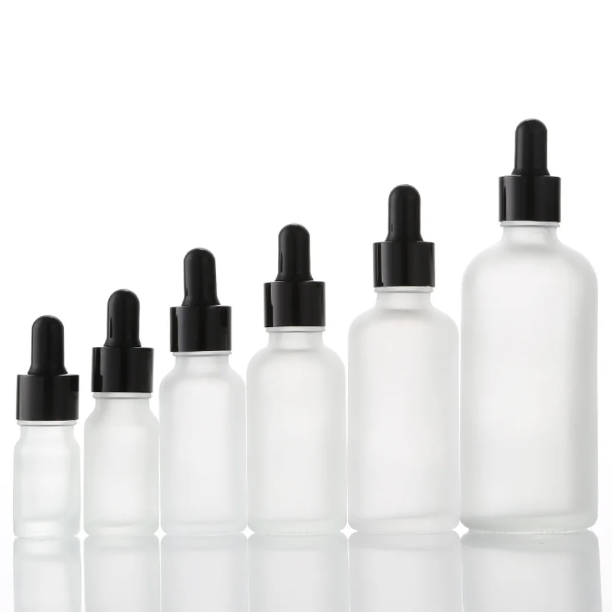 Wholesale 30ml clear frosted glass dropper bottle with lid