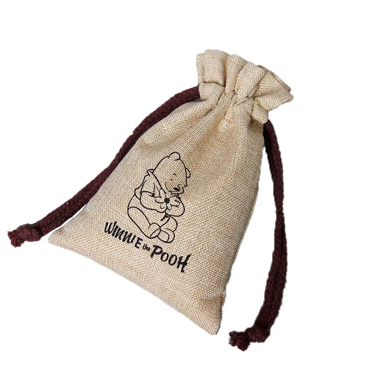 Natural Burlap Bags Jute Hessian Drawstring Sack Small Wedding Favor Gift Jute dust Bag