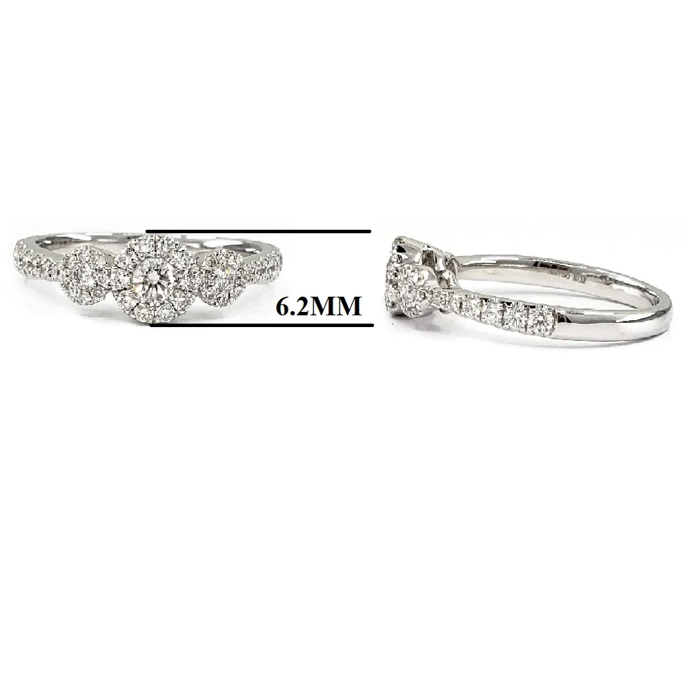 Hot Sale Products Classic Dainty 18k Solid White Gold Real Diamond Cluster Wedding Engagement Eternity Rings Jewelry For Women