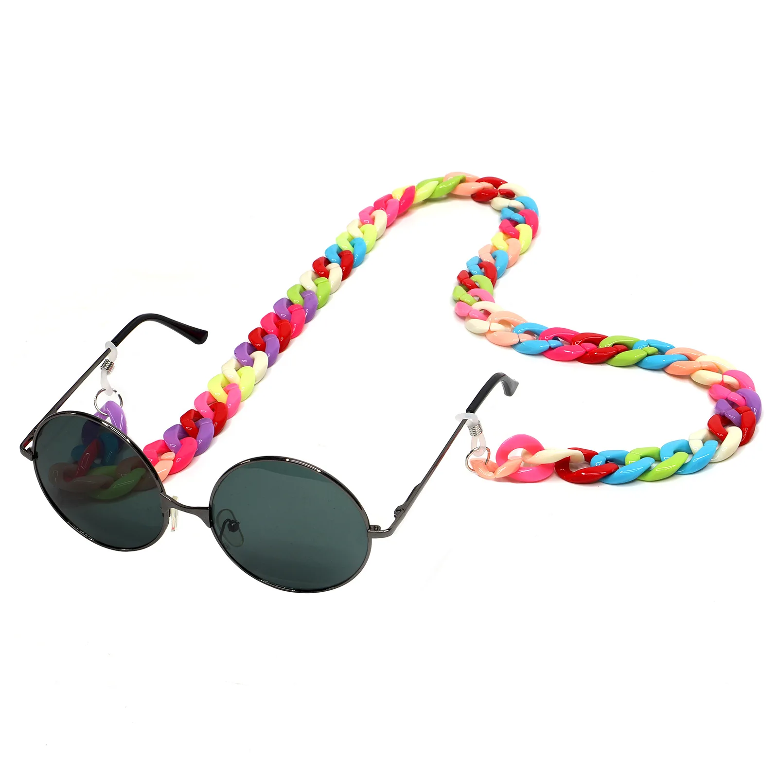 LEK 2022 new arrivals brand designer multi color acrylic face masking necklace sunglasses chunky thick eyewear Chain