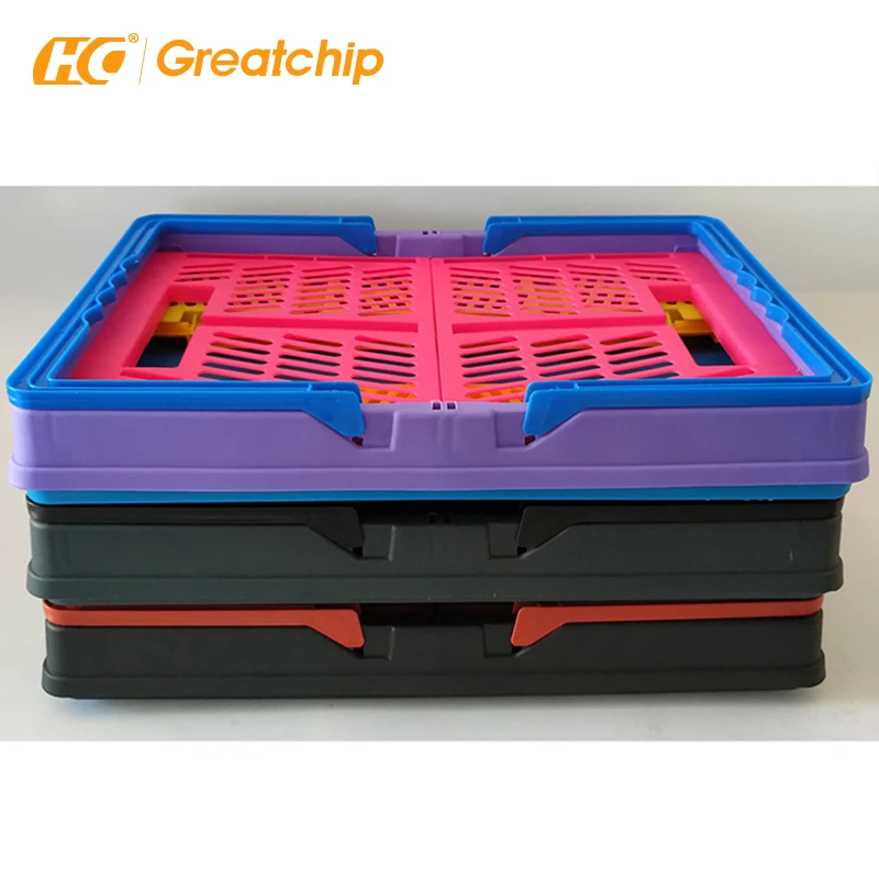 Supermarket Foldable shopping basket market shopping plastic Folding portable basket