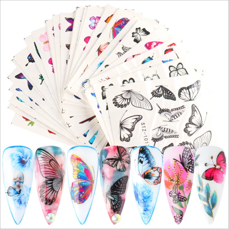 New Arrival Popular Design Butterfly classic watercolor nail foil sticker