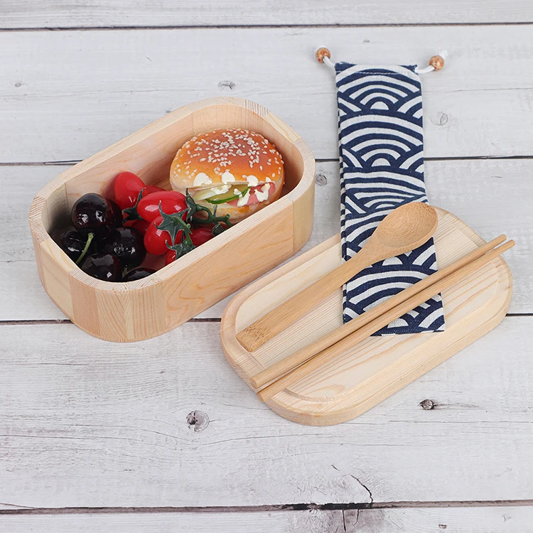Factory Direct Hot Selling Japan Style Wooden Food Lunch Container With Compartment