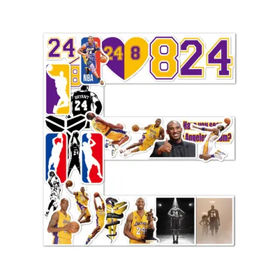 24PCS Kobe Bryant Basketball Stickers for Star Laptop Kids Motorcycle Bicycle Skateboard Stickers Hippie Decals Waterproof