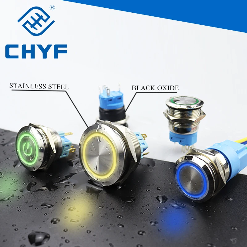 16mm Waterproof Marine Switch 12V/24V Motorized Vehicles Of Motor Starting Devices 12mm Momentary led push button power Switch