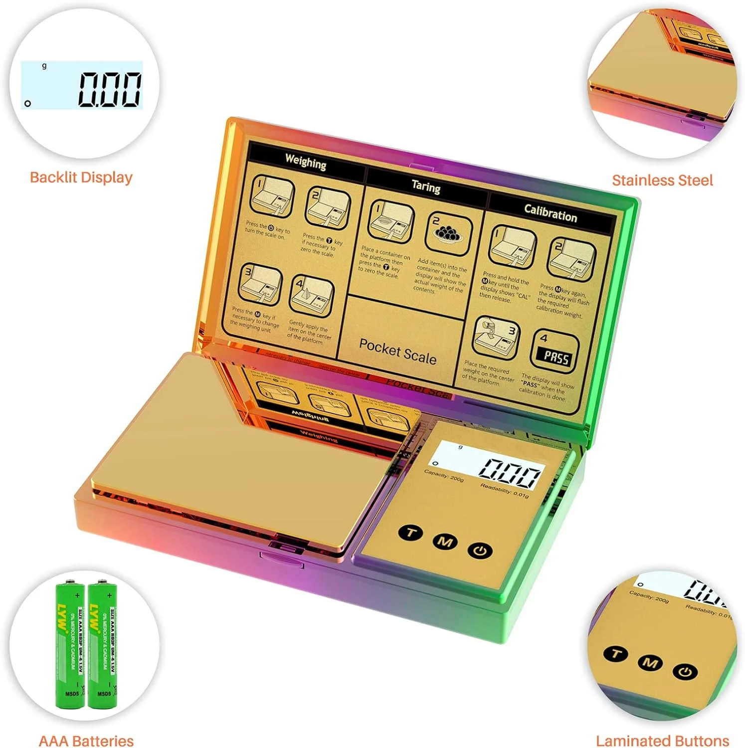 High Accuracy Professional Mini Scales 0.01 x 200g Digital Pocket Scale Balance Jewelry Weighing Scale