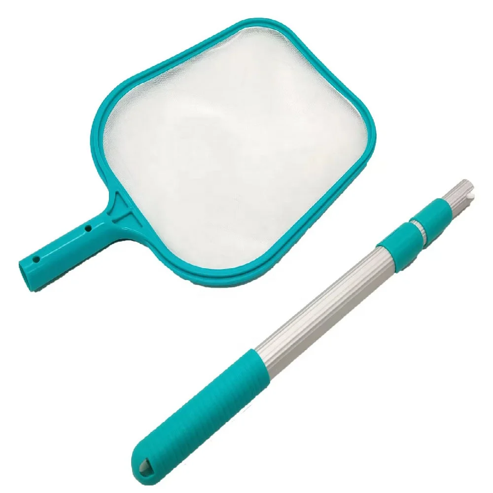 Pool Skimmer Net with 3 Sections Telescopic Pole Leaf Skimmer Mesh Rake Net for Pool Spa Cleaning