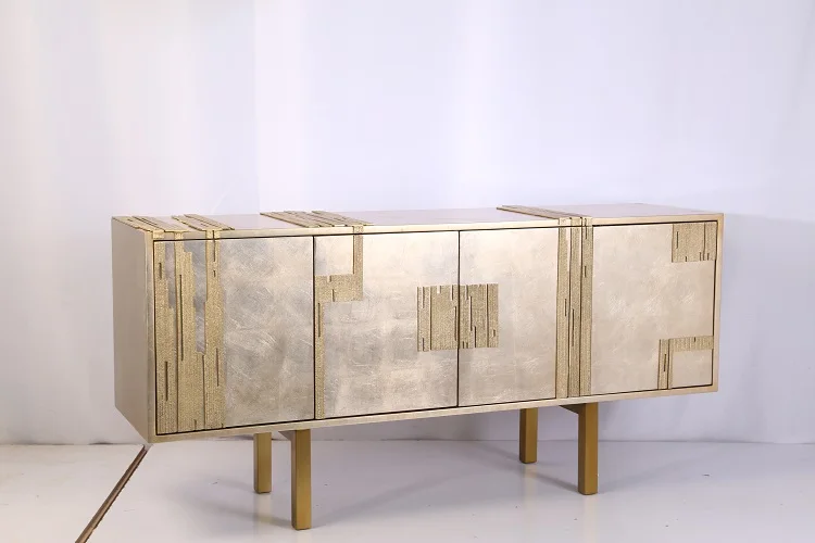 Modern Luxury Solid Wood Side Cabinet Home Hotel Zirconium Phnom Penh Stainless Steel Living Room Hall Elegant Home Furniture