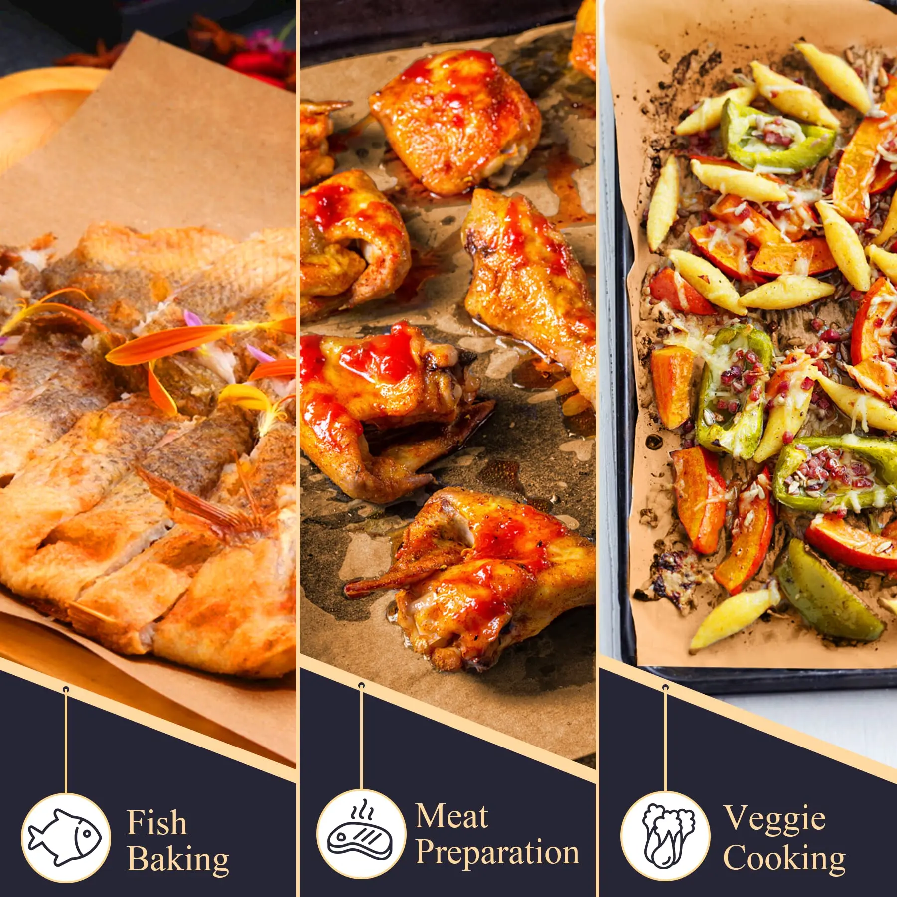 Wholesale Greaseproof Waterproof Baking Paper Custom Brown Silicone Kitchen Paper For Oven Pizza Bread Bake