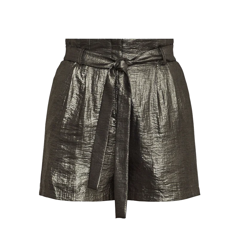 C295 customize odm oem low moq Fashion loose Casual High Waist gold shorts factory for women