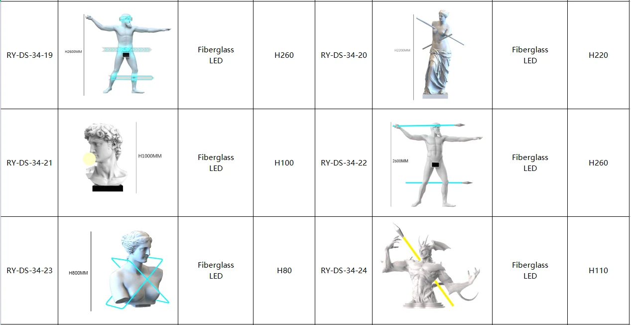 Club Sculpture Decorations Fiberglass with Lighting Renaissance Sculpture Greek Statues Male Roman Bust