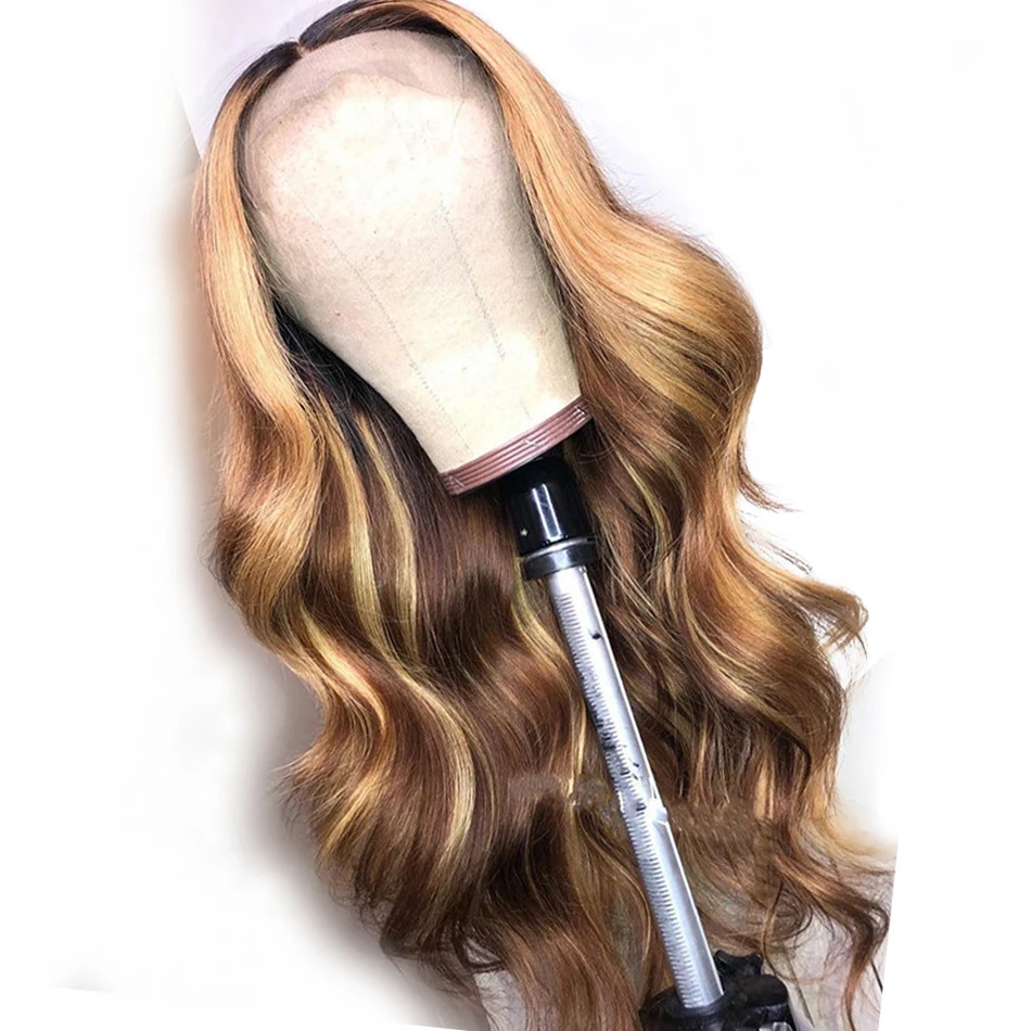 Новое поступление, парик 613 блонд Омбре цвета HD на шнуровке спереди, отбеленные узлы, Необработанные индийские парики из натуральных человеческих волос с выравненной кутикулой