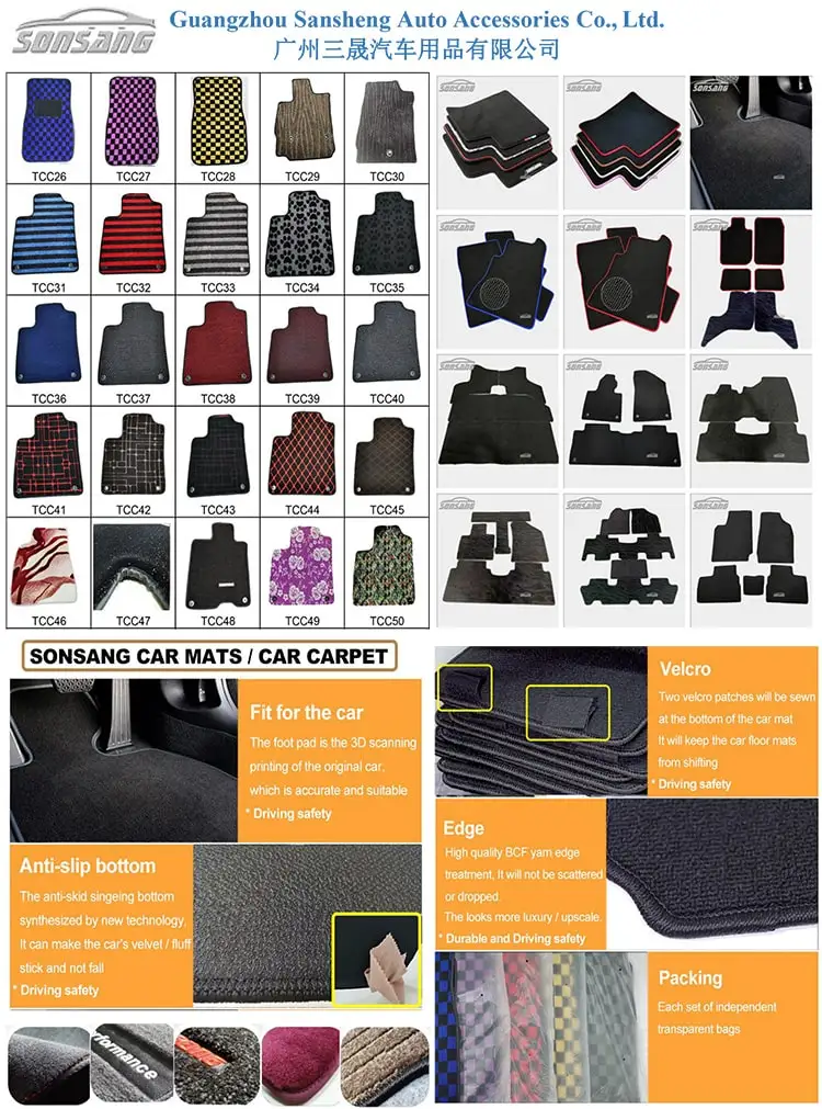 SONSANG Factory Car Mats 4 Pieces Universal Car Floor Mats Fit For Vehicle Cars Full Set Mat