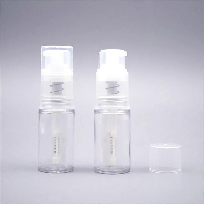 Round plastic dry powder spray bottle with glitter spray dispenser