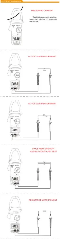 
Digital Clamp Meter DT201 with Data Hold Super Big Size Jaw 
